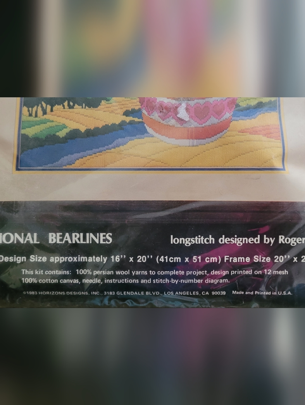 Vtg Monarch Horizons 16x20 longstitch needlepoint Kit International Bearlines - Picture 3 of 3